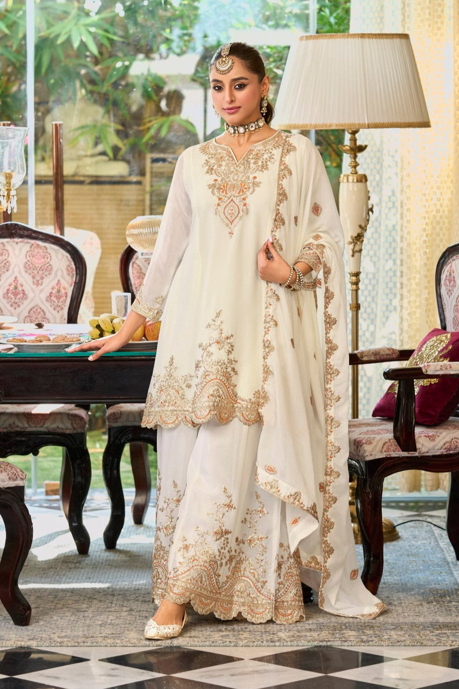 Roshandan pearl full work gharara set