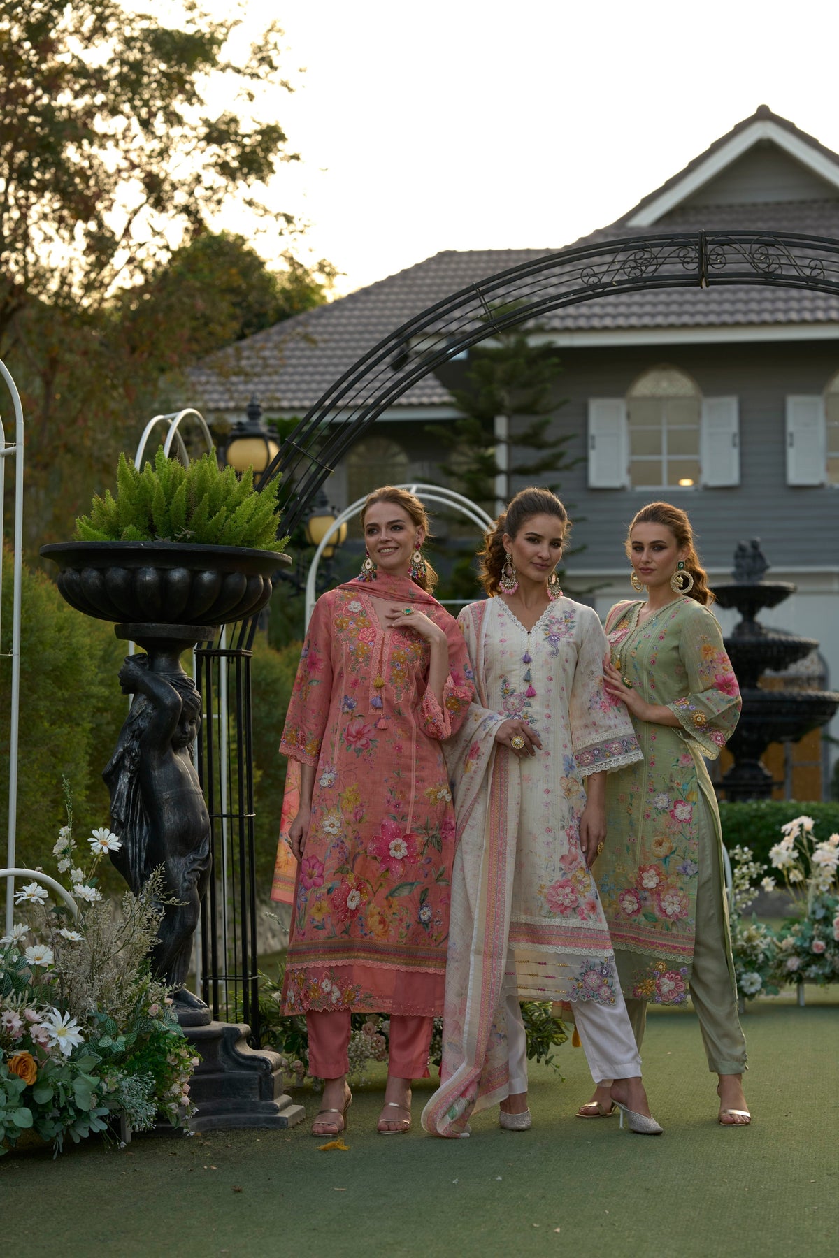 Mariam Salmon embroidery Lawn Suit Set