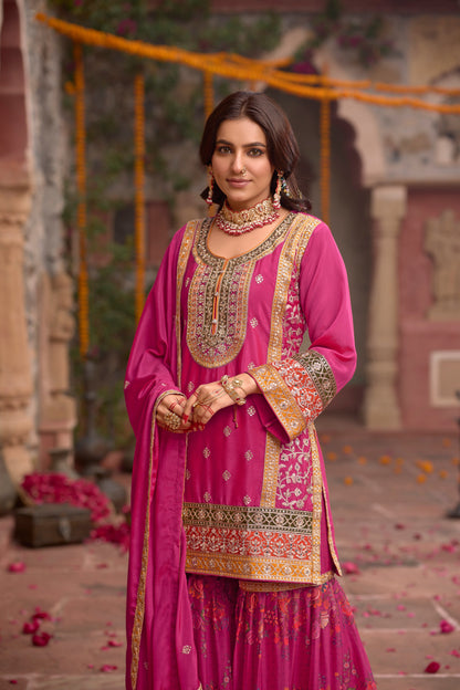 Sarang Rose Full Work Heavy Work Premium Suit Set