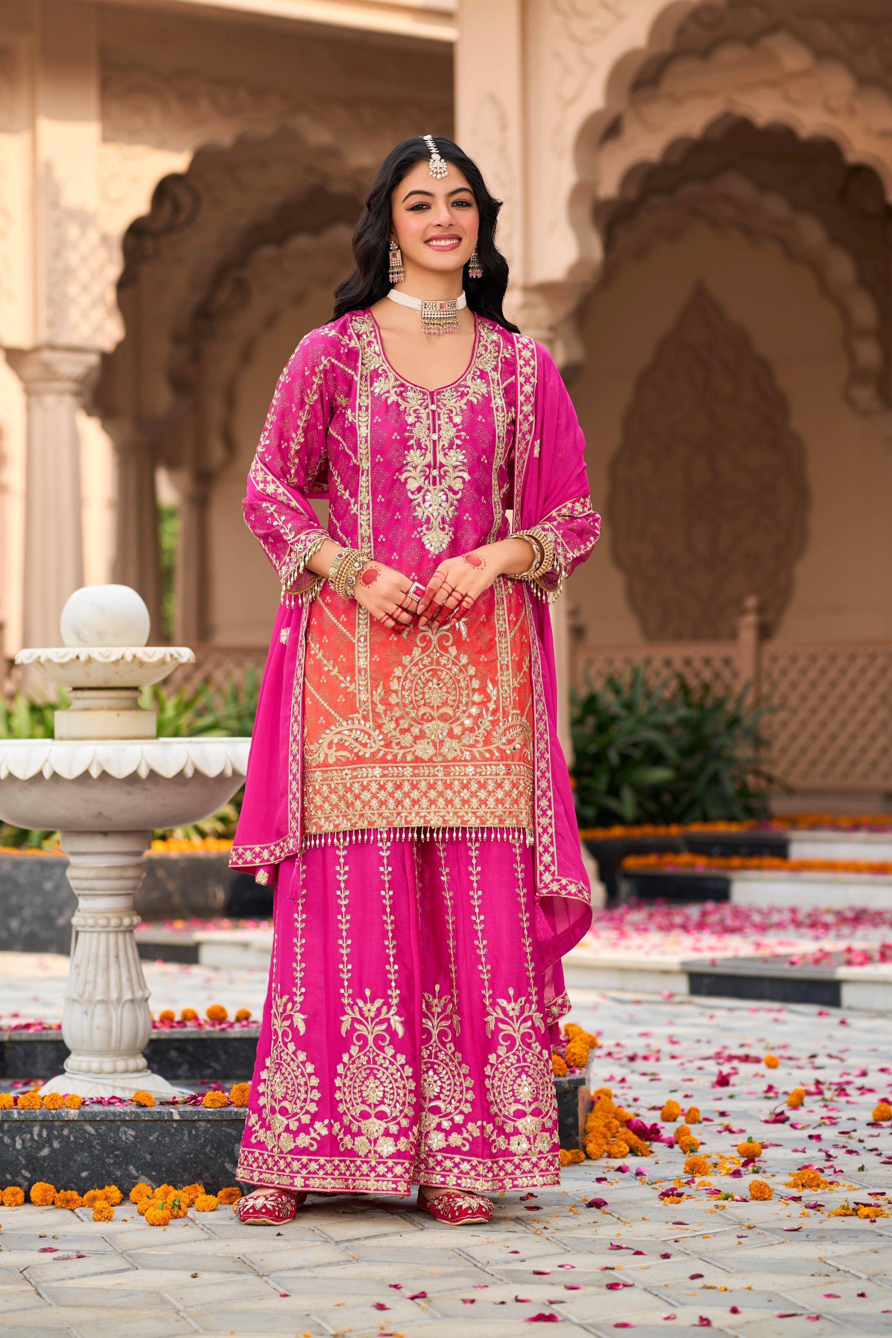 Chaitali Rose Full Heavy Work Suit Set