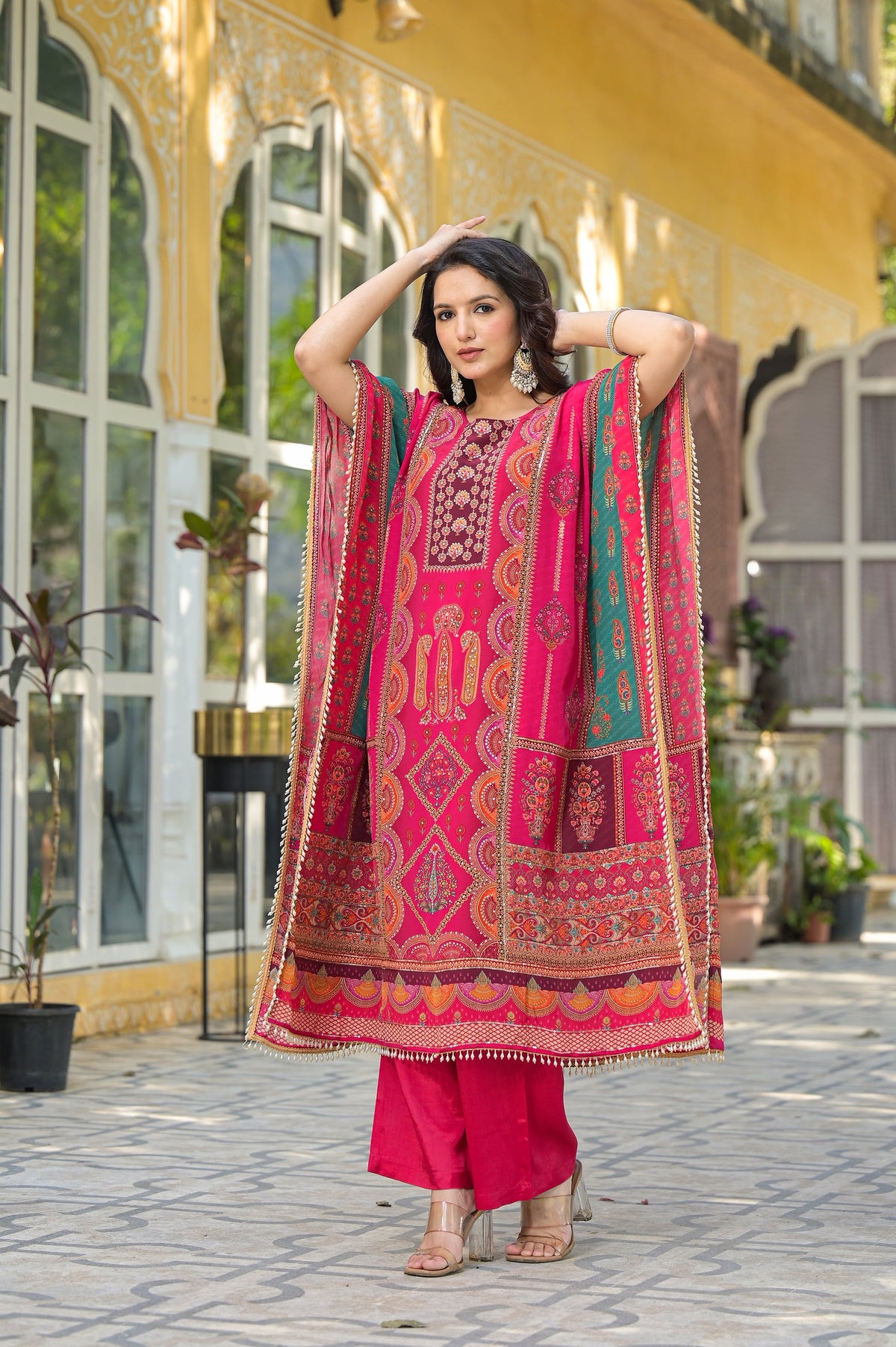 Mehna Rose Full Heavy Work Kaftan Pant Set