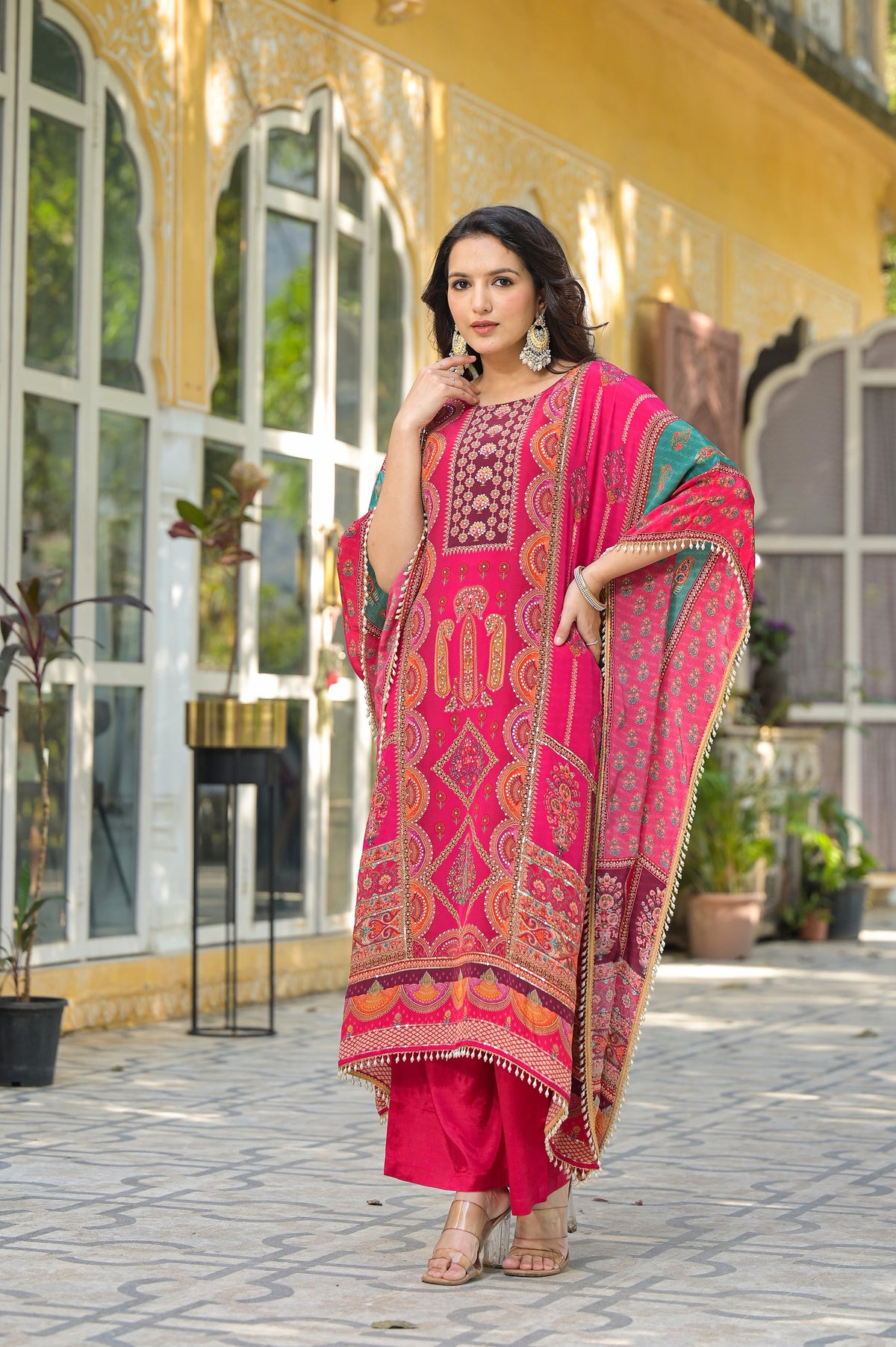 Mehna Rose Full Heavy Work Kaftan Pant Set