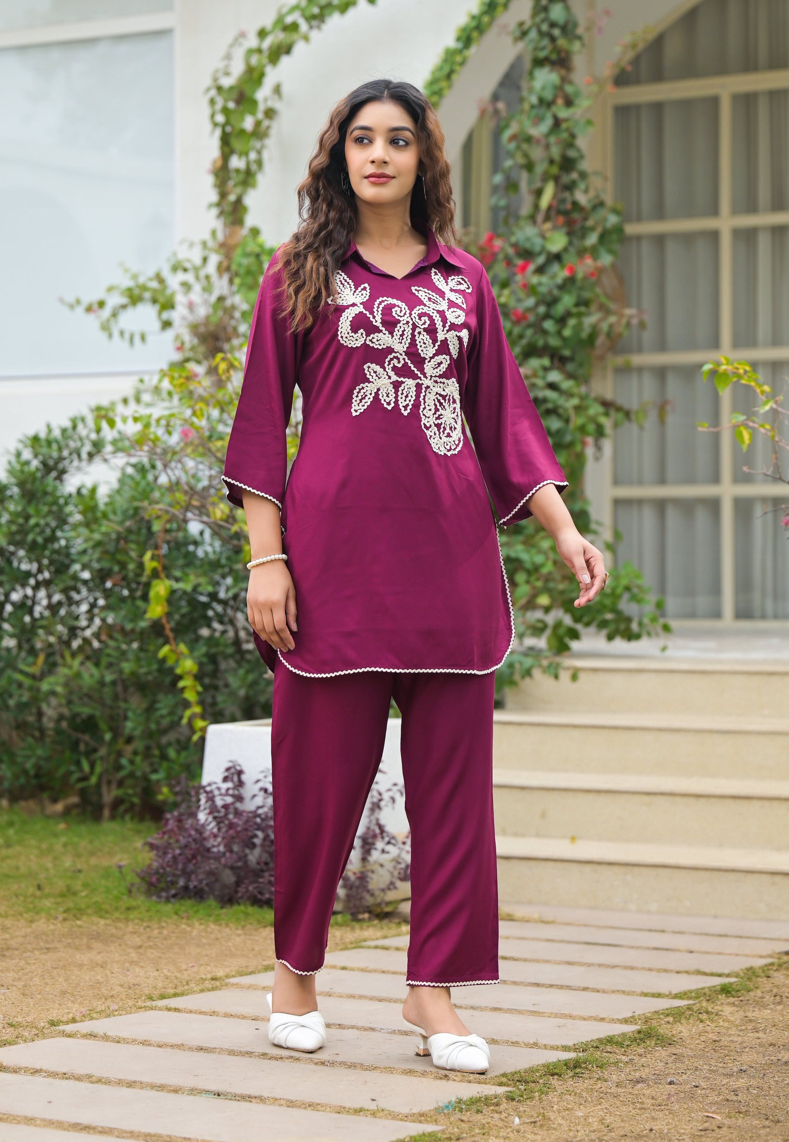Kara Grape Embroidered Co-ord Set