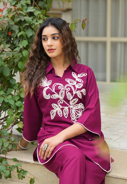 Kara Grape Embroidered Co-ord Set
