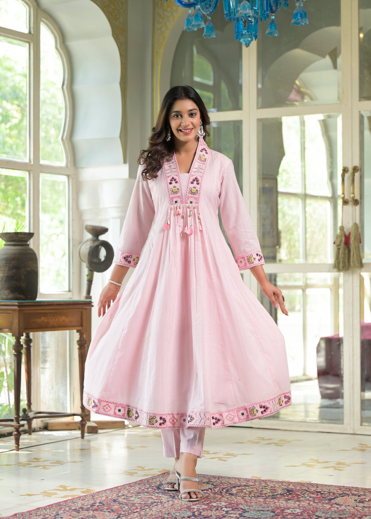 Rajhans Rose Pure Cotton Prremium Anarkali Set