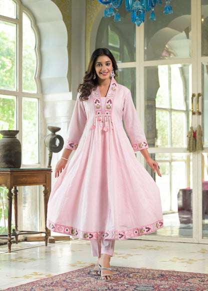 Rajhans Rose Pure Cotton Prremium Anarkali Set