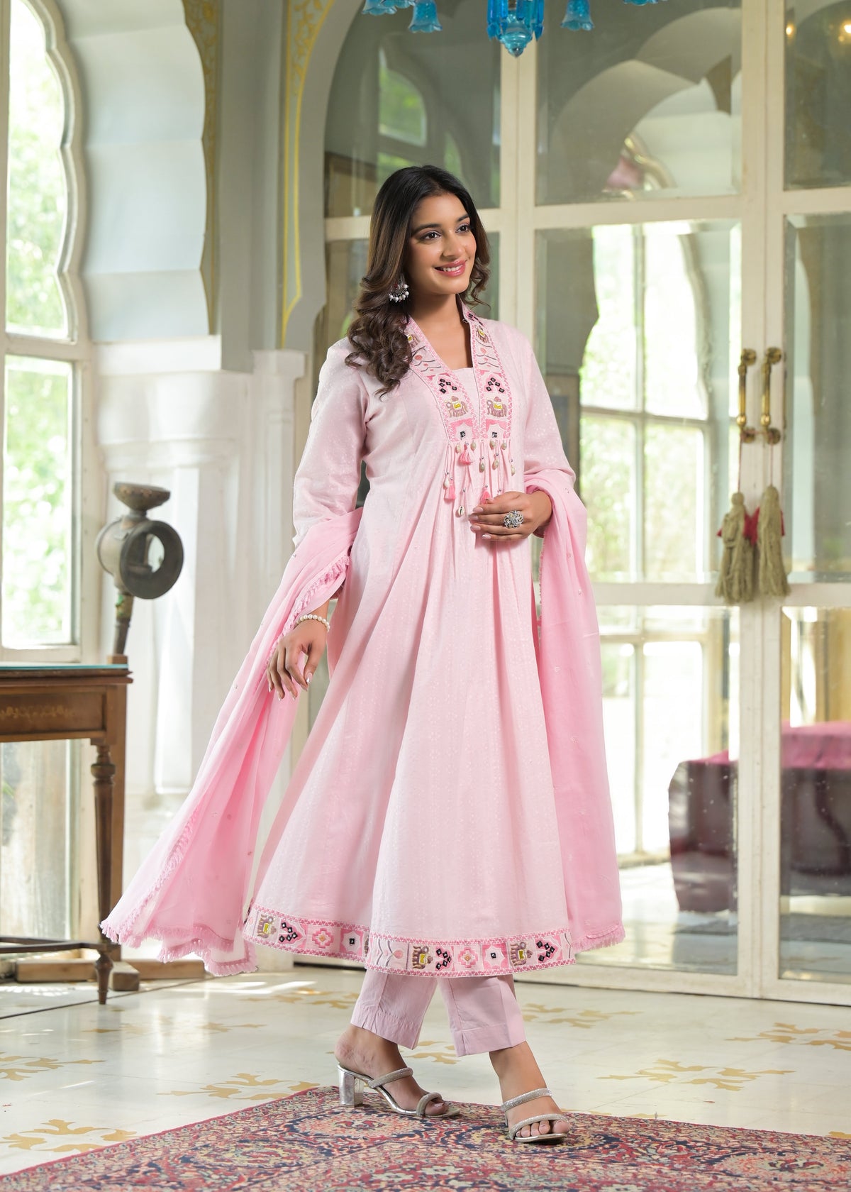 Rajhans Rose Pure Cotton Prremium Anarkali Set