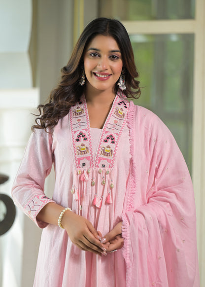 Rajhans Rose Pure Cotton Prremium Anarkali Set