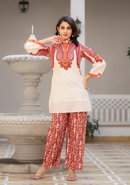 Bhakti Crimson Cotton Co-ord Set