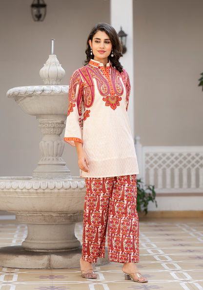 Bhakti Crimson Cotton Co-ord Set