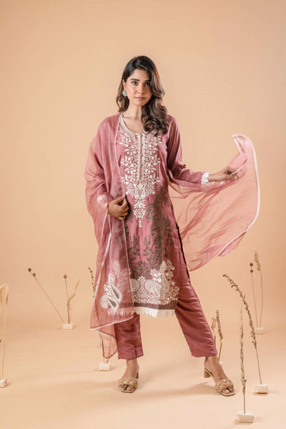 MUDRA RAISIN EMBROIDERY SUIT SET