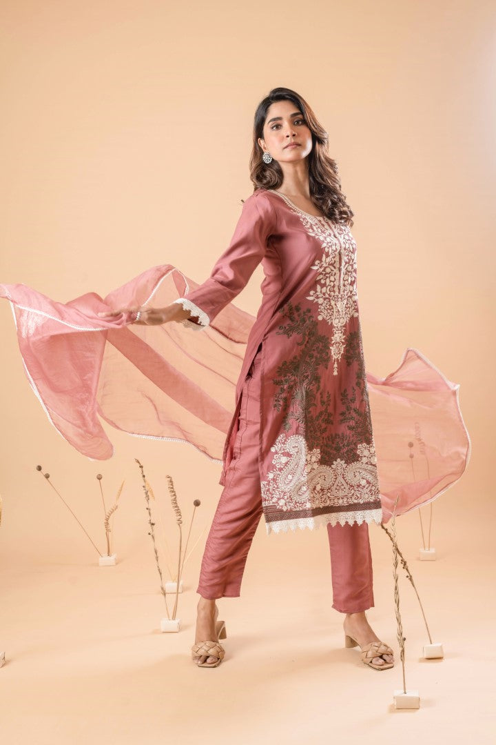 MUDRA RAISIN EMBROIDERY SUIT SET
