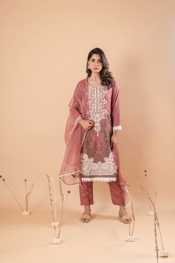 MUDRA RAISIN EMBROIDERY SUIT SET