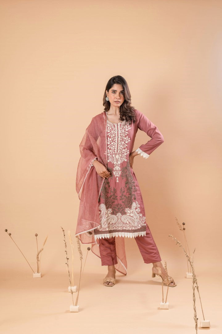 MUDRA RAISIN EMBROIDERY SUIT SET