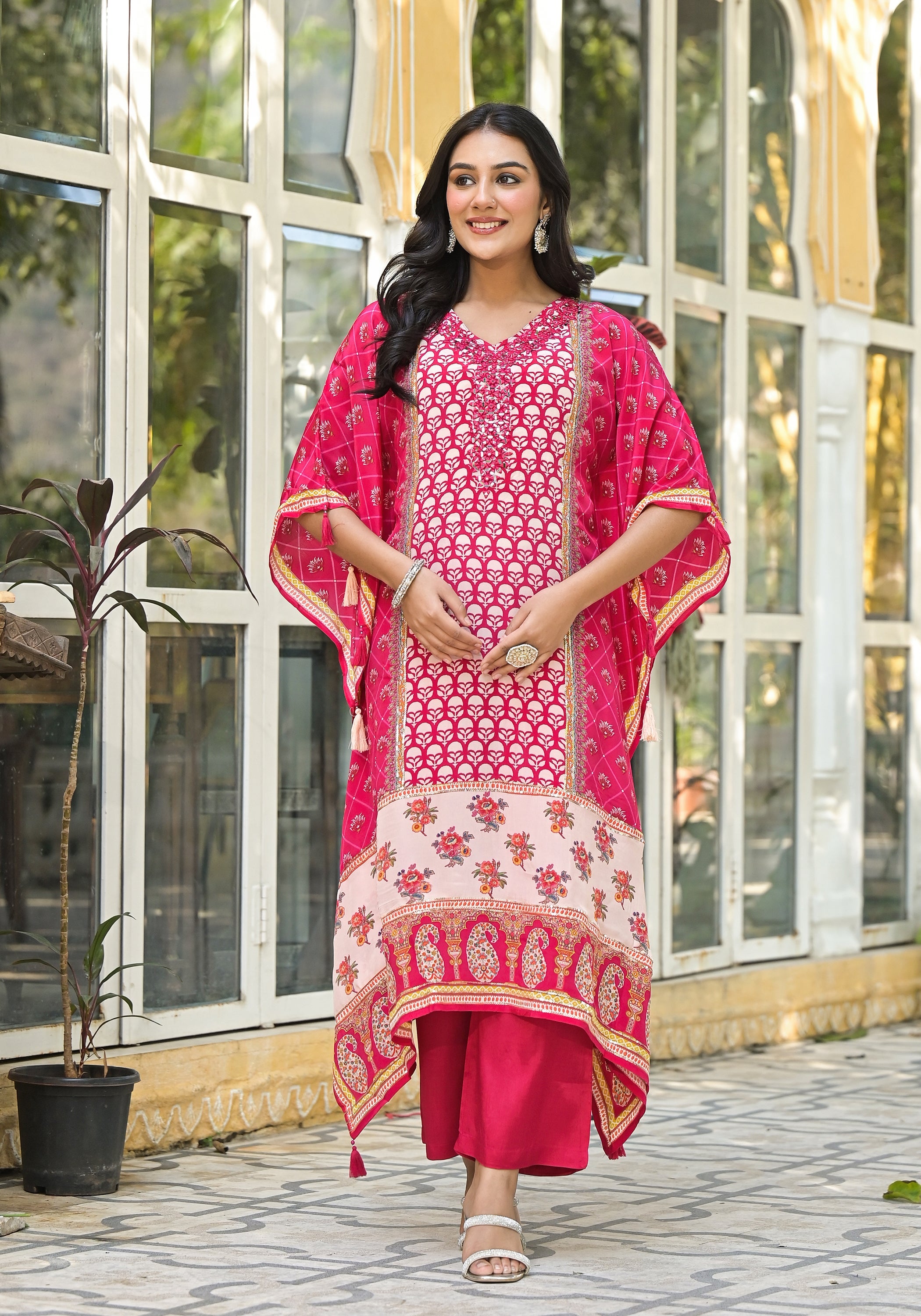 Mehna Rosewood Full Heavy Work Kaftan Pant set