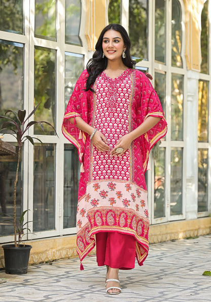Mehna Rosewood Full Heavy Work Kaftan Pant set