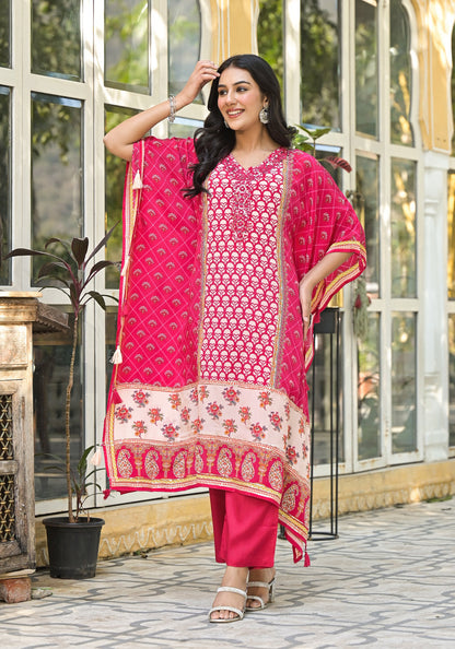 Mehna Rosewood Full Heavy Work Kaftan Pant set