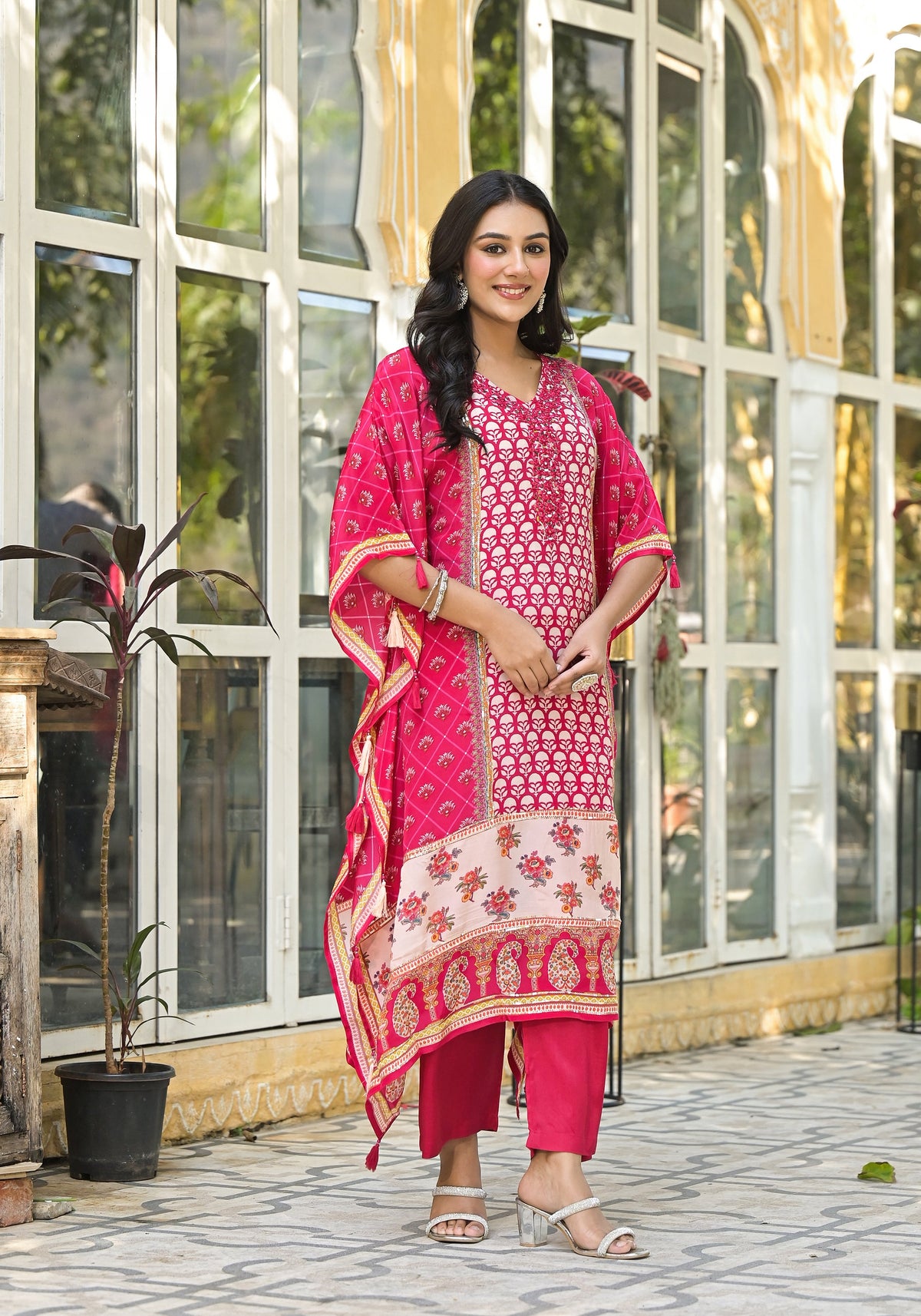 Mehna Rosewood Full Heavy Work Kaftan Pant set