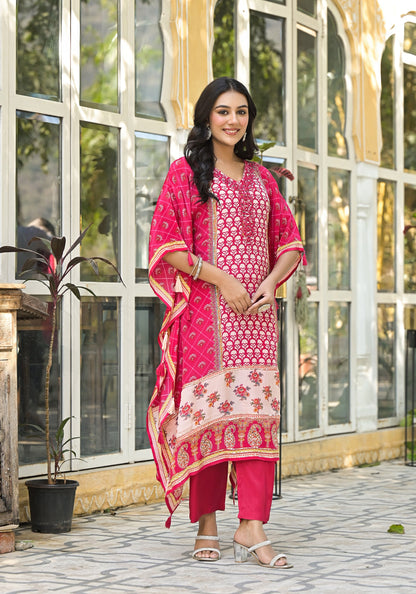 Mehna Rosewood Full Heavy Work Kaftan Pant set