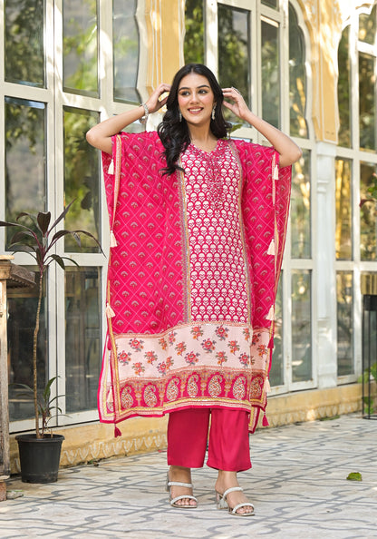 Mehna Rosewood Full Heavy Work Kaftan Pant set