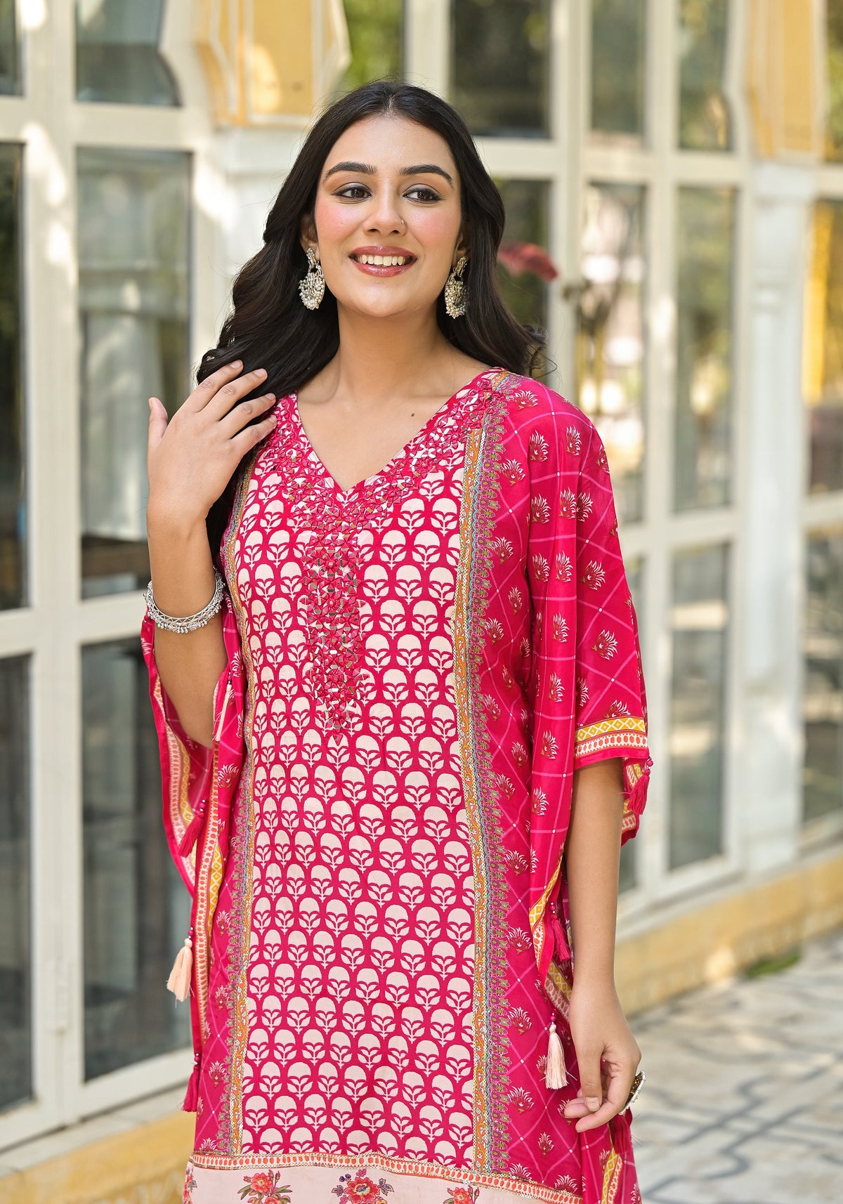 Mehna Rosewood Full Heavy Work Kaftan Pant set