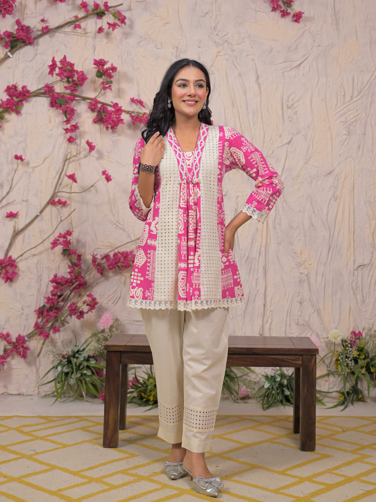 Bali Softpink Schiffli Cotton Co-ord Set