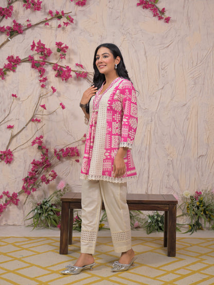 Bali Softpink Schiffli Cotton Co-ord Set