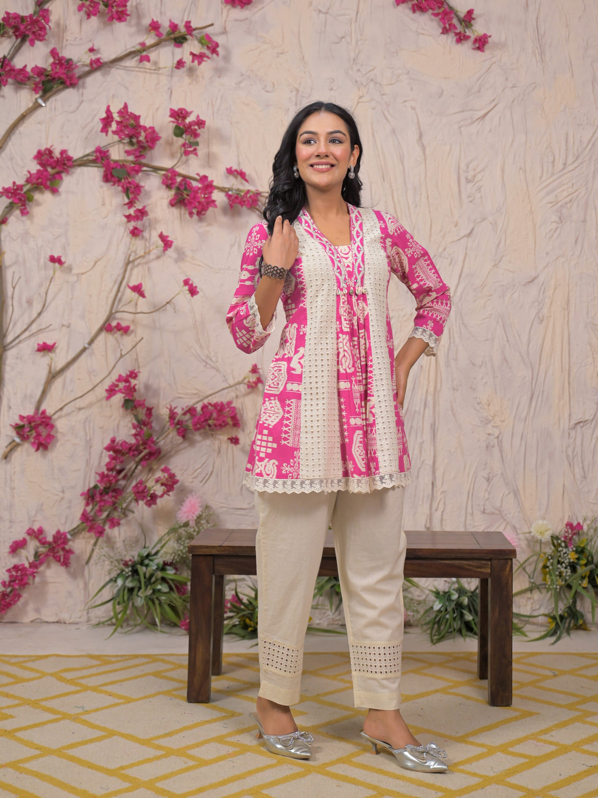 Bali Softpink Schiffli Cotton Co-ord Set