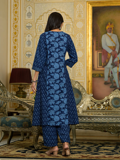 Women Blue Embroidery Viscose Rayon Kurta, Pant And Dupatta Set