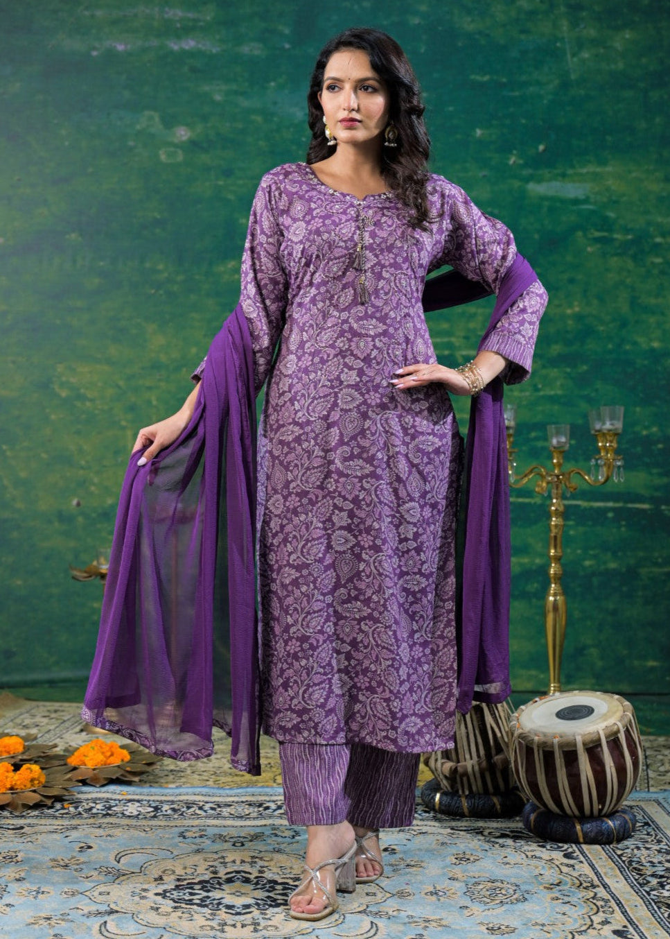 Shanti Heather Printed Work Suit Set