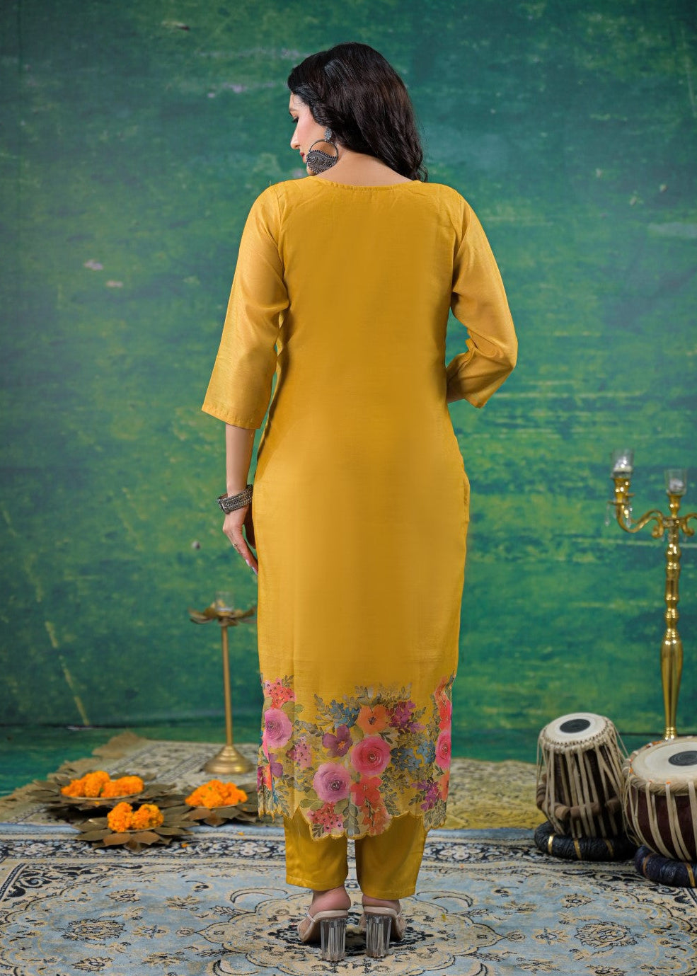 Vadehi Honey Embroidered Suit Set