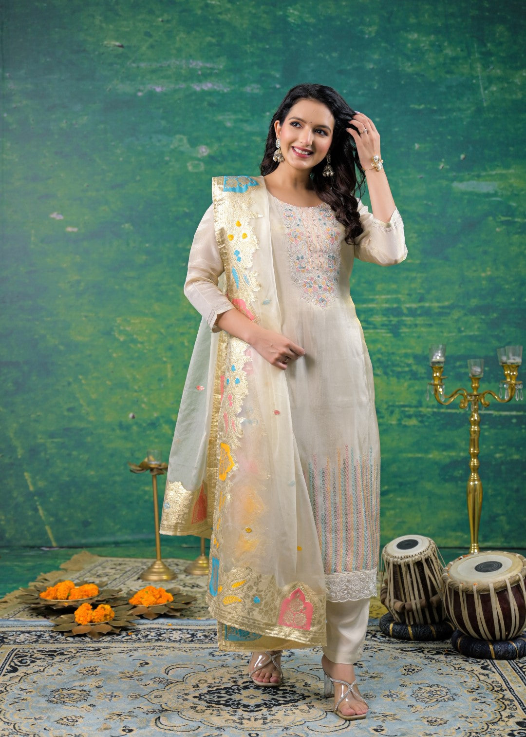 Mahi Fog Embroidered Suit Set