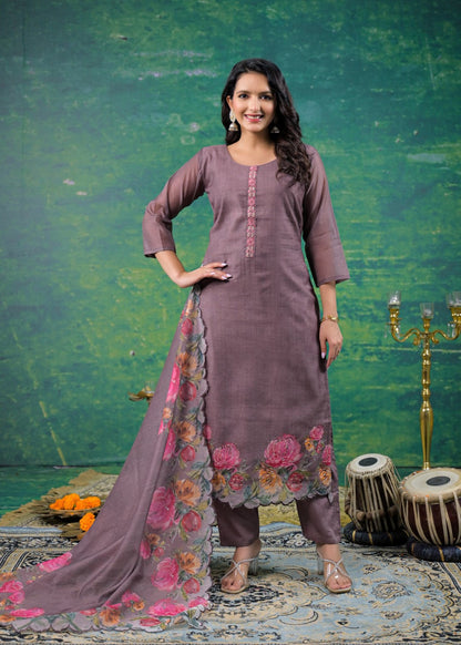 Vadehi Wenge Embroidered Suit Set