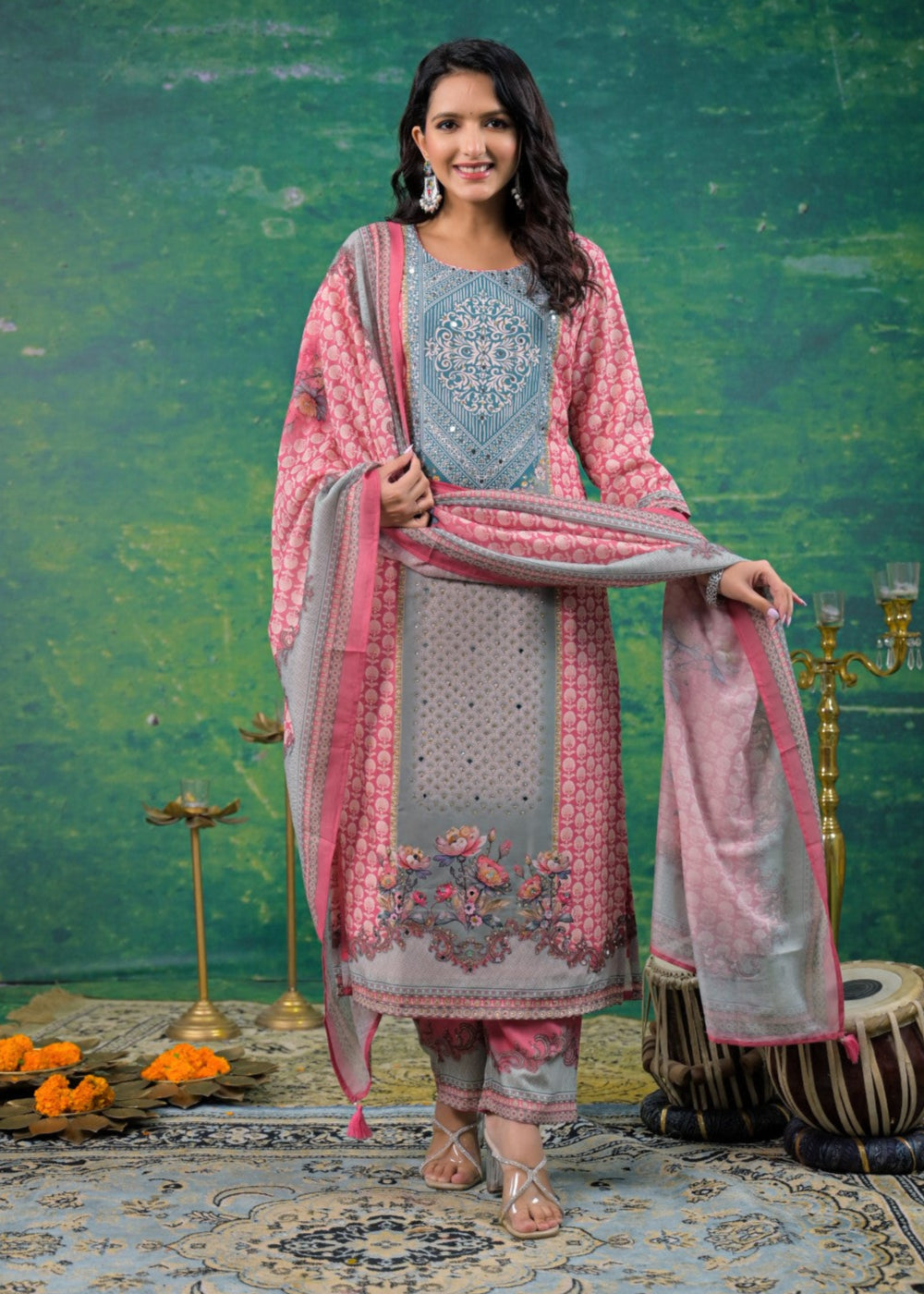 Dhvani Salmon Work Suit Set