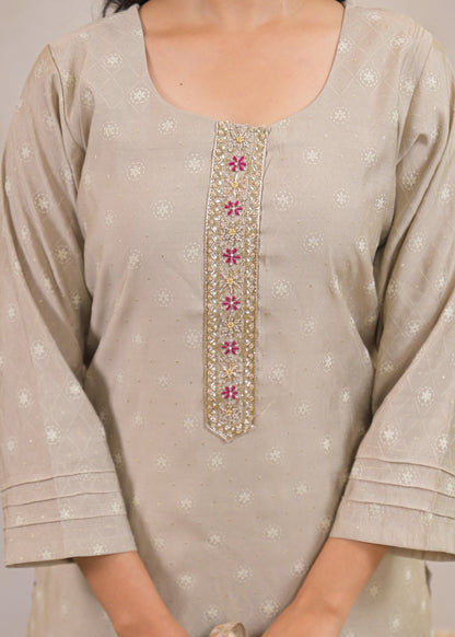 Shanti Nickel Printed Work Suit Set