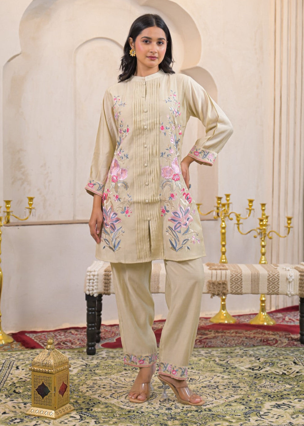 Pankhuri Cream Embroidered Co-ord Set