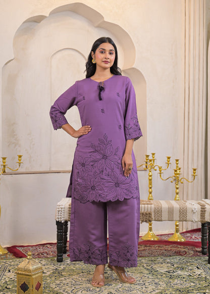 Ivy Plum Embroidered Co-ord Set