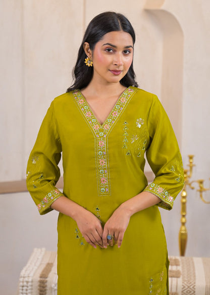 Ivy slime Embroidered Kurti