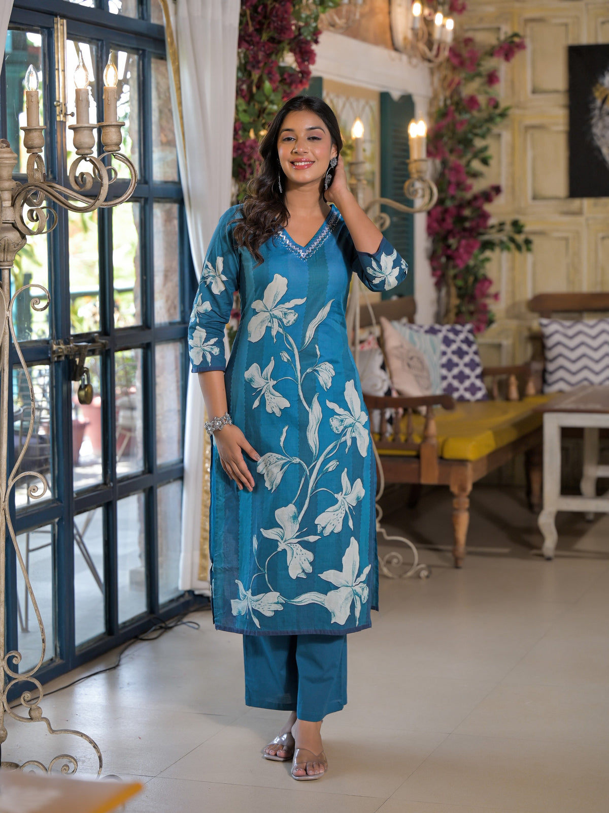 Bali Hibis Cotton Kurta Pant Set