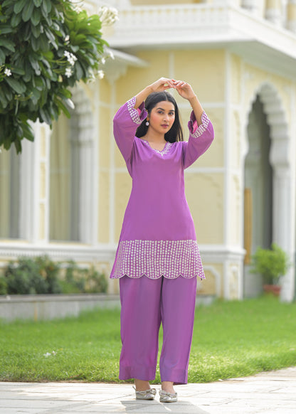 Tina Grape Embroidered Co-ord Set