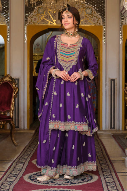 Kasumal Orchid Full Work Gharara Set