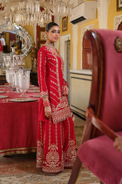 Sambhav Scarlet full heavy work gharara set