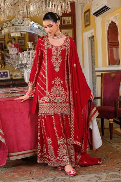 Sambhav Scarlet full heavy work gharara set