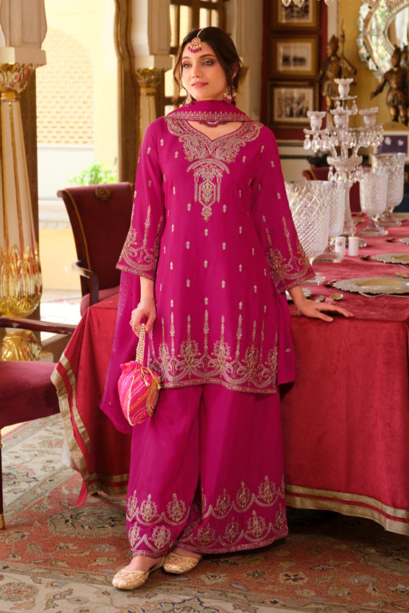 Biswas Rose Full Work Gharara Set