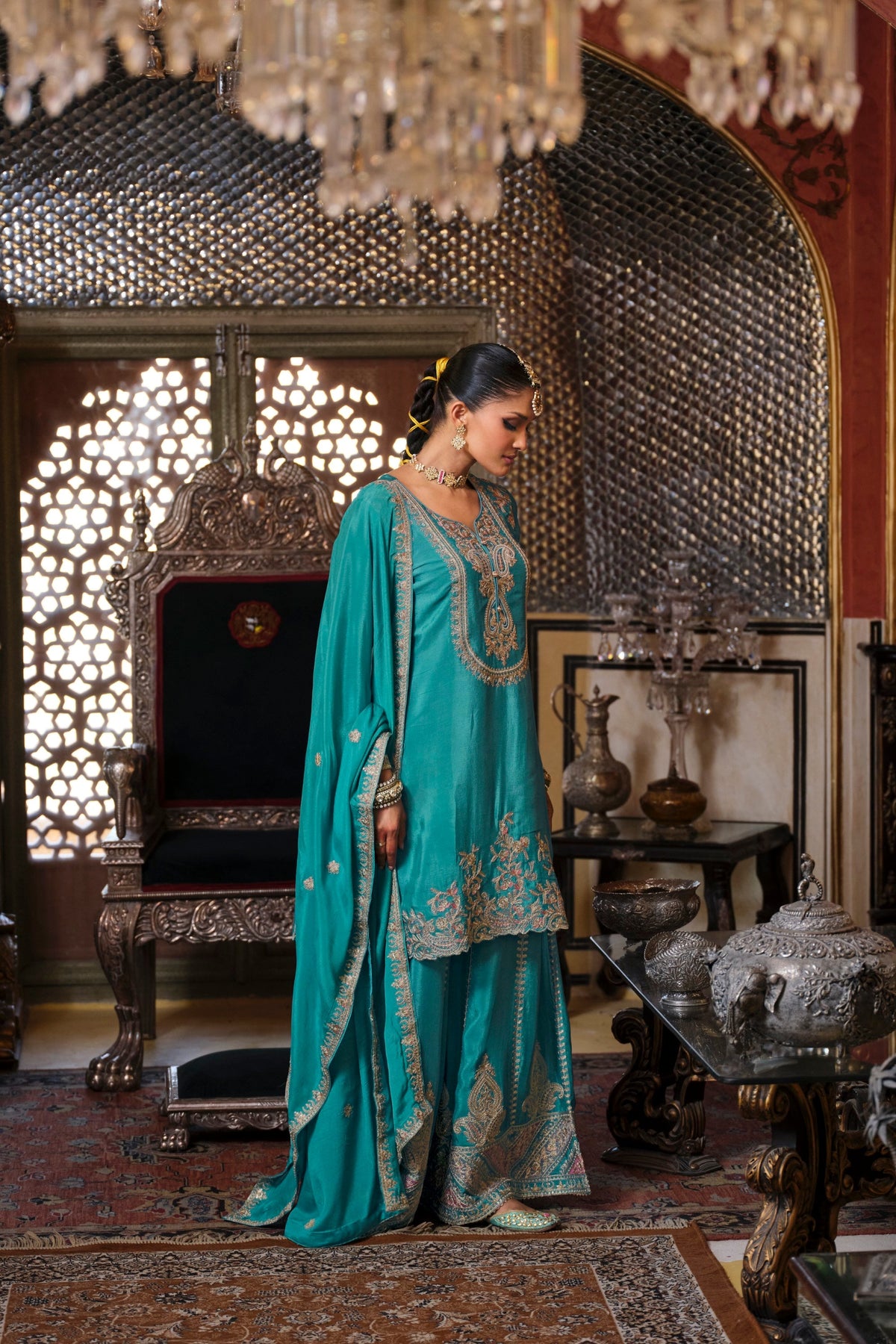 Gunja Peacock Full Work Heavy Gharara Set