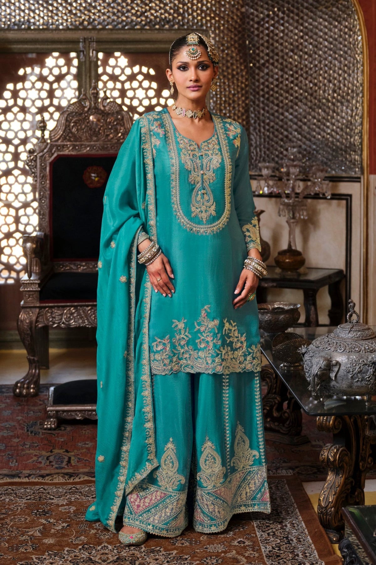 Gunja Peacock Full Work Heavy Gharara Set