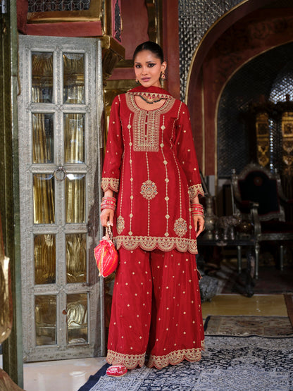 Triyaksha Sindoori Full work heavy suit set