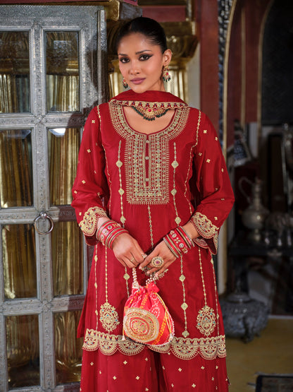 Triyaksha Sindoori Full work heavy suit set