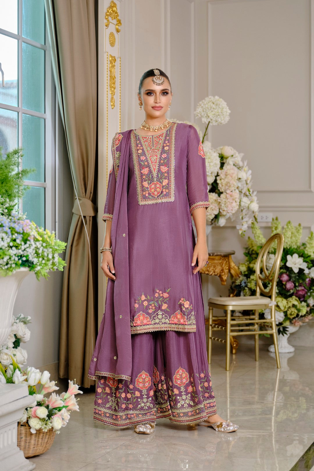 Suryamookhi orchid embroidery Gharara Suit Set