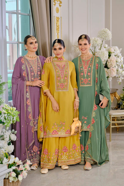 Suryamookhi Fern Embroidery Gharara Suit Set